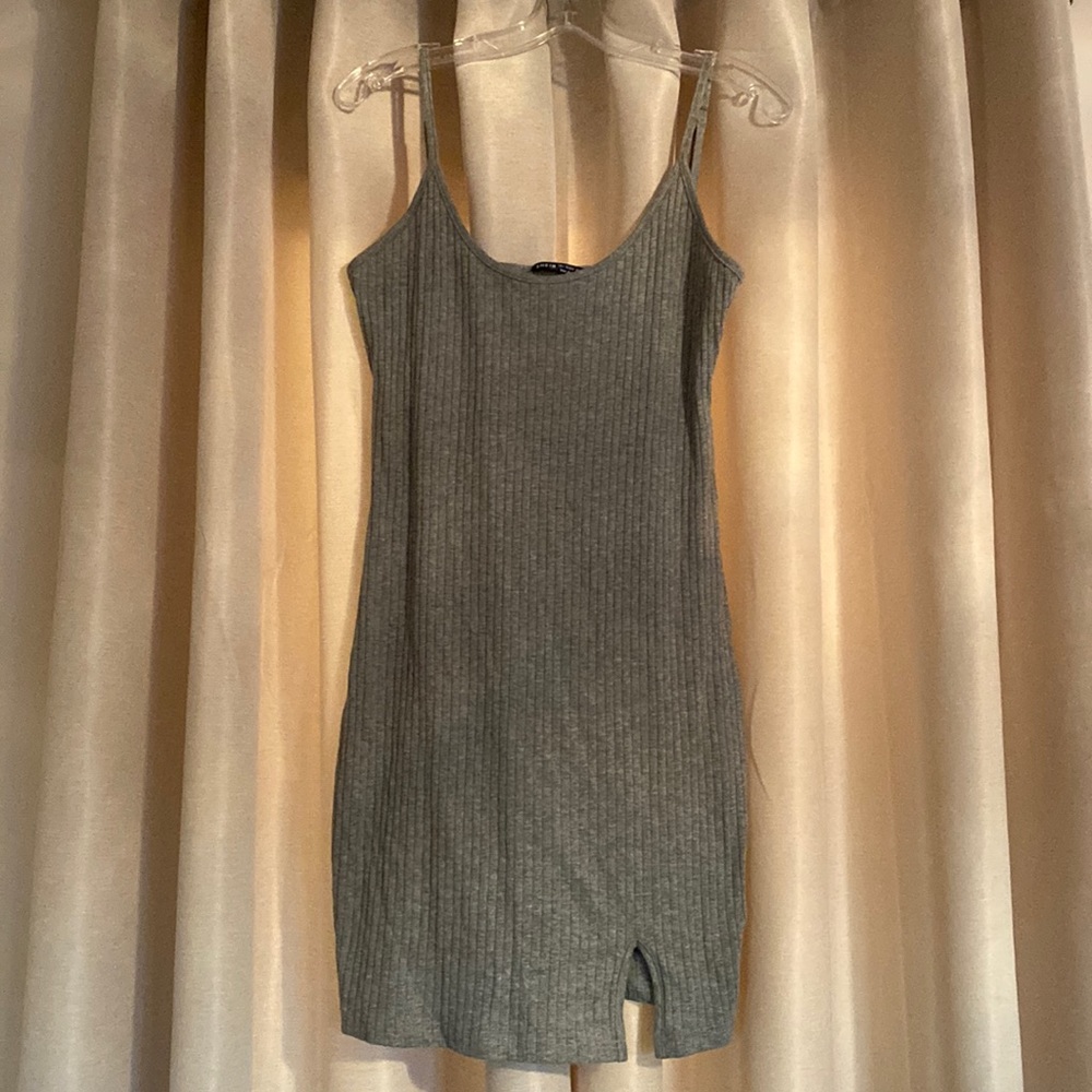 Rib-knit Split Hem Slip Dress